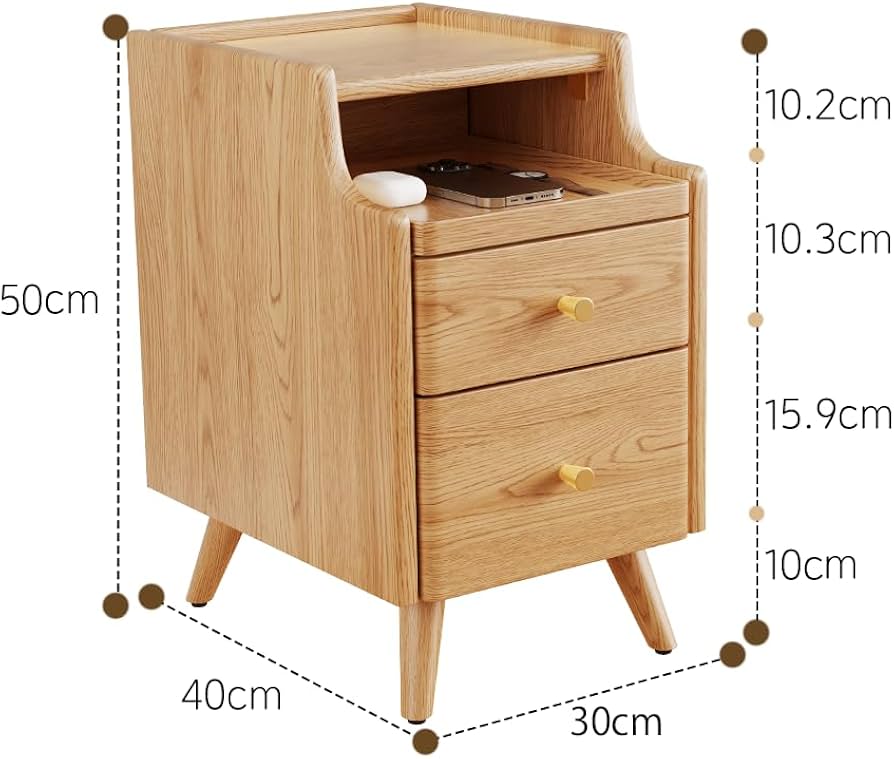 新品 マンゴーウッド製 ナイトテーブル 3段引き出し ナチュラルウッド